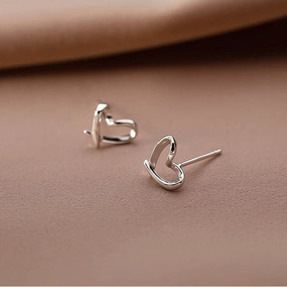 Basic Heart Silver Earring Studs