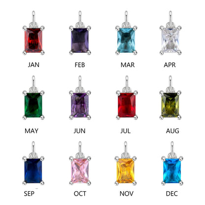 Custom Sterling Silver Birthstone & Initial Necklace