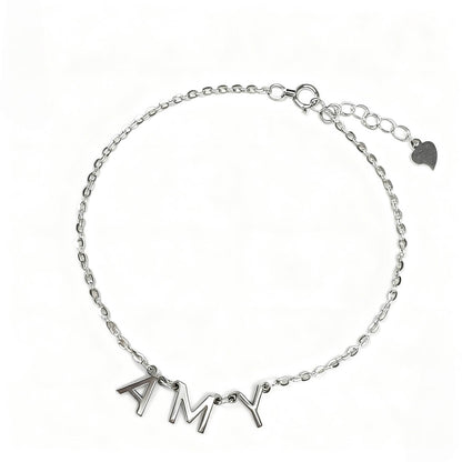 Letter Bracelet With Zircon Pendant