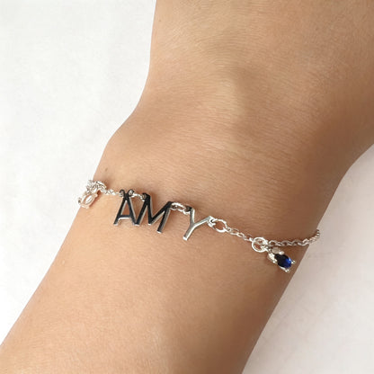 Letter Bracelet With Zircon Pendant
