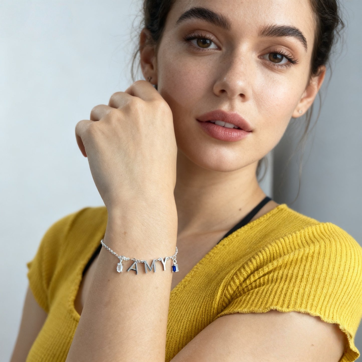 Letter Bracelet With Zircon Pendant