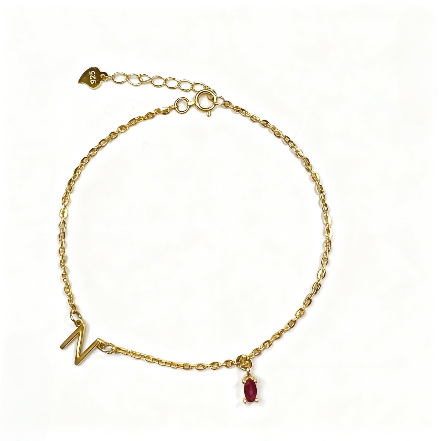 Letter Bracelet With Zircon Pendant