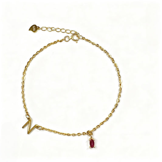 Letter Bracelet With Zircon Pendant