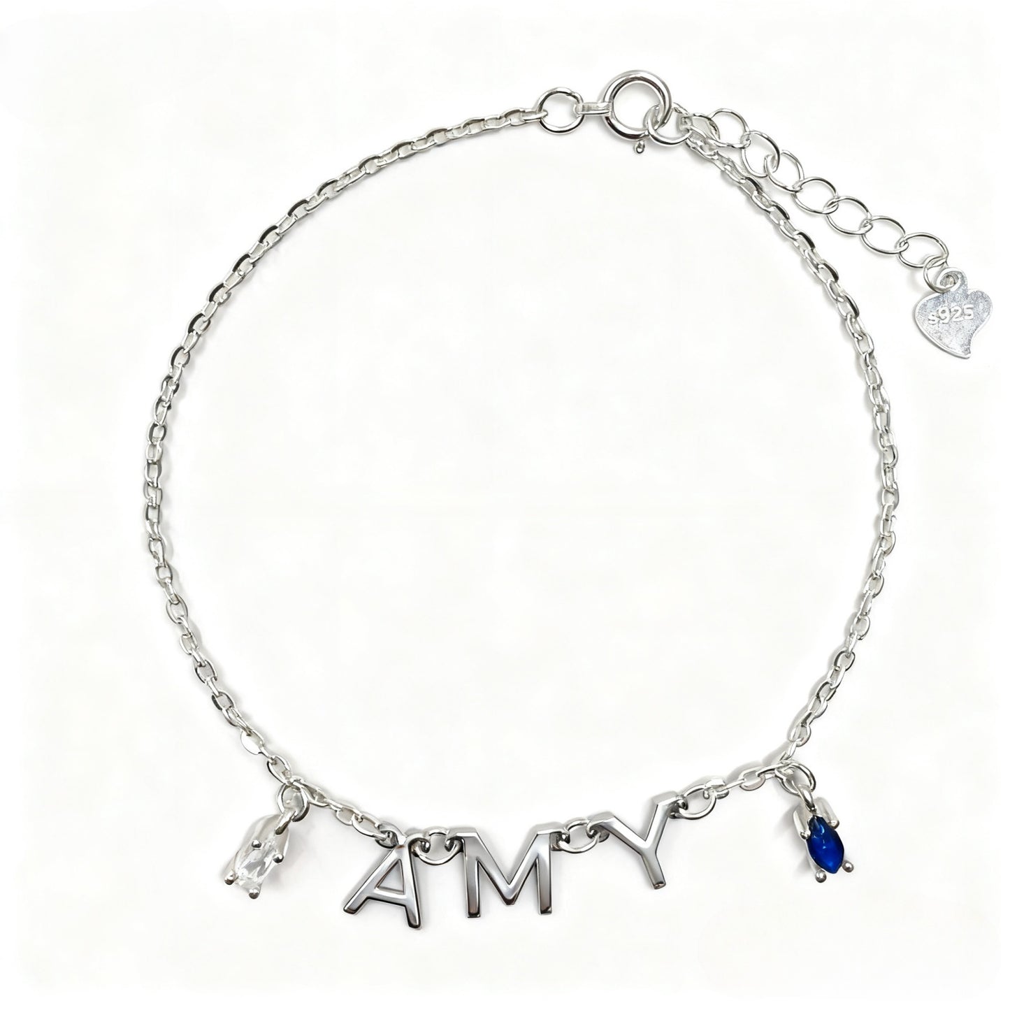 Letter Bracelet With Zircon Pendant