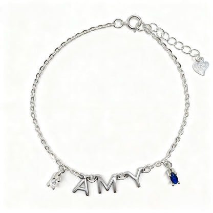 Letter Bracelet With Zircon Pendant