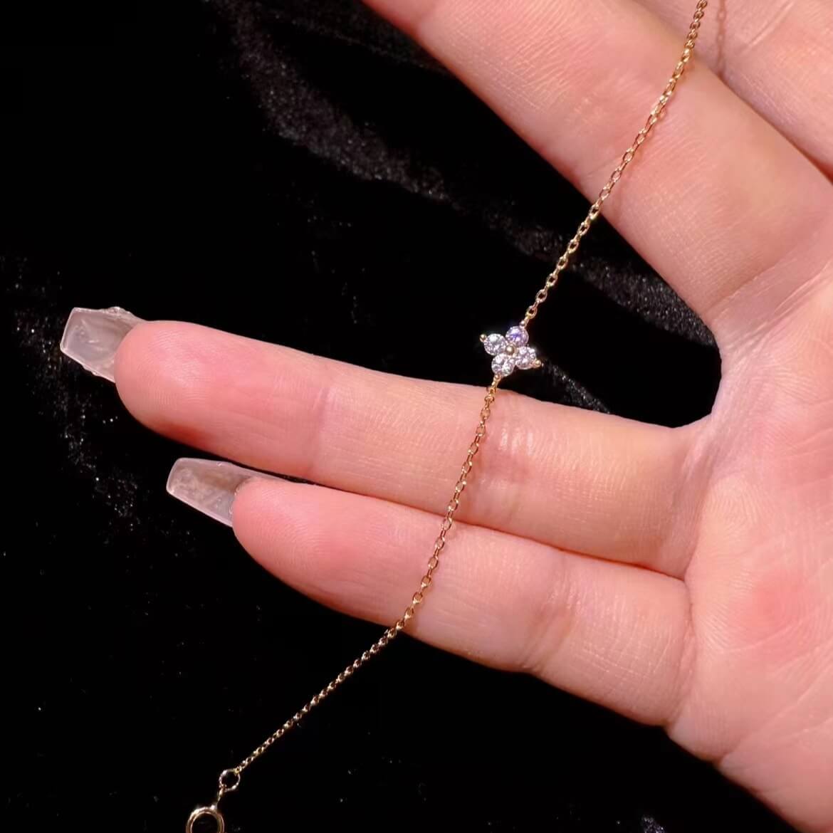 Lucky Sterling Silver Four Leaf Clover Bracelet