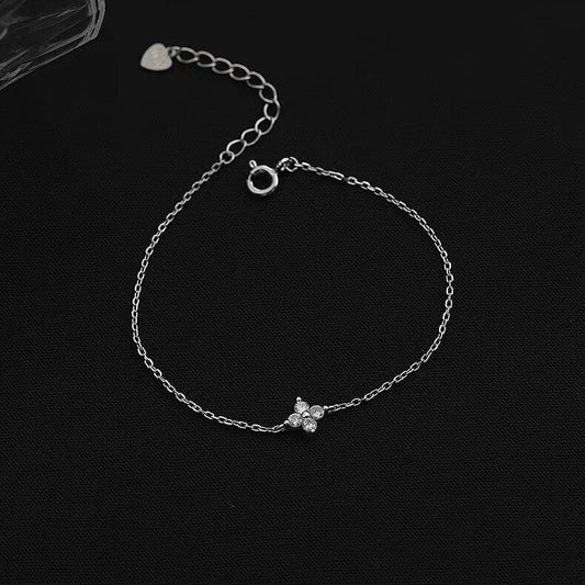 Lucky Sterling Silver Four Leaf Clover Bracelet