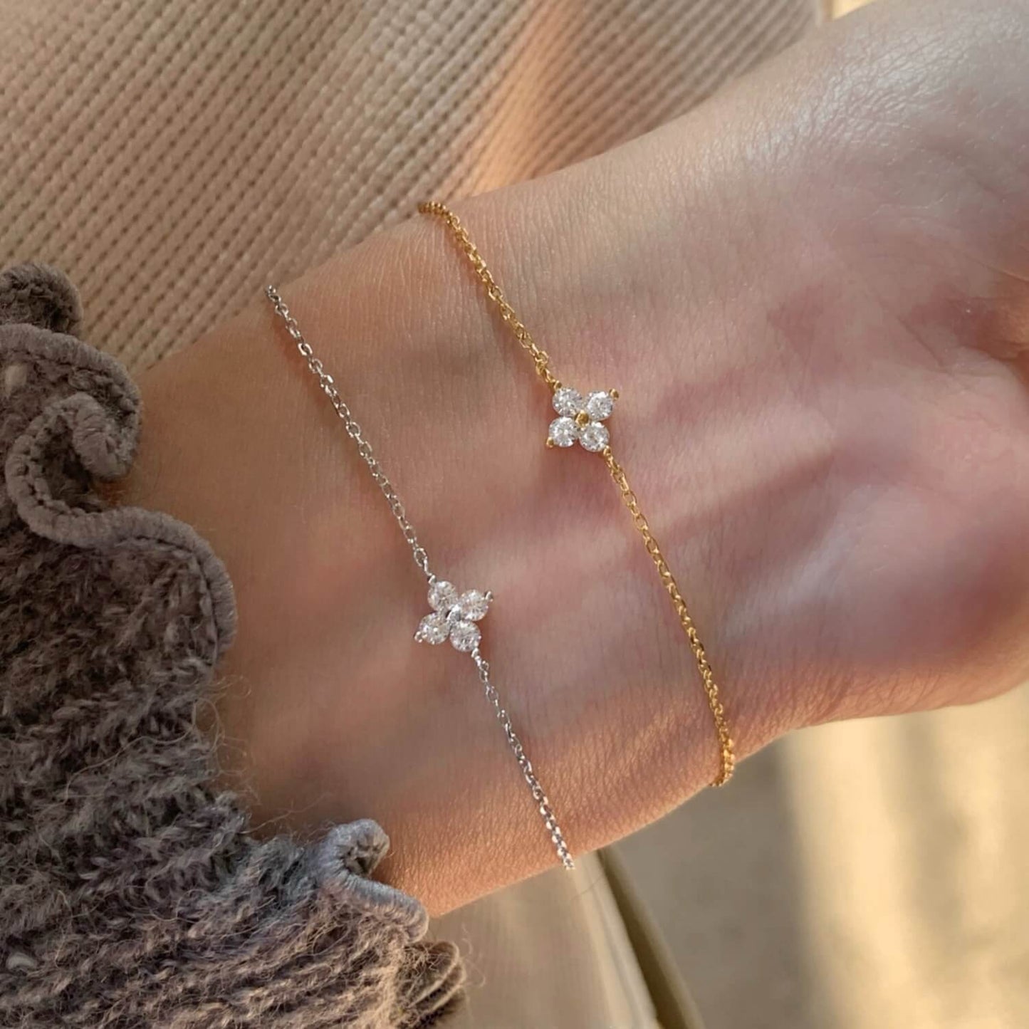 Lucky Sterling Silver Four Leaf Clover Bracelet