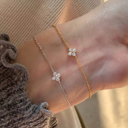 Lucky Sterling Silver Four Leaf Clover Bracelet