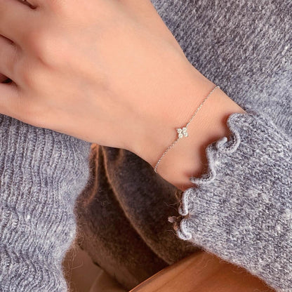 Lucky Sterling Silver Four Leaf Clover Bracelet