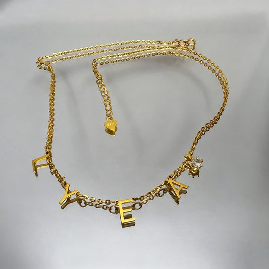 Cross Initial Necklace With Zircon Pendant