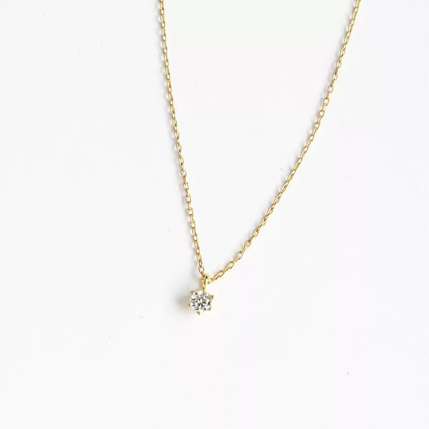 Classic Solitaire Sterling Silver Hexagon Prong Necklace