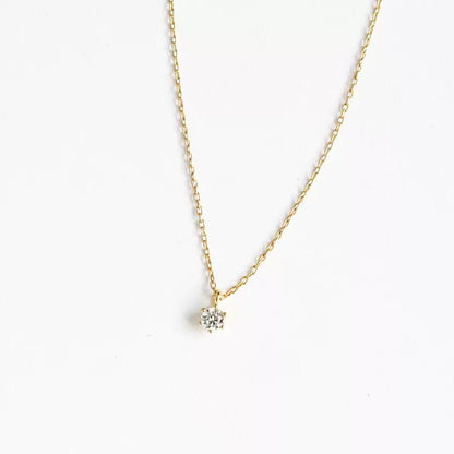 Classic Solitaire Sterling Silver Hexagon Prong Necklace