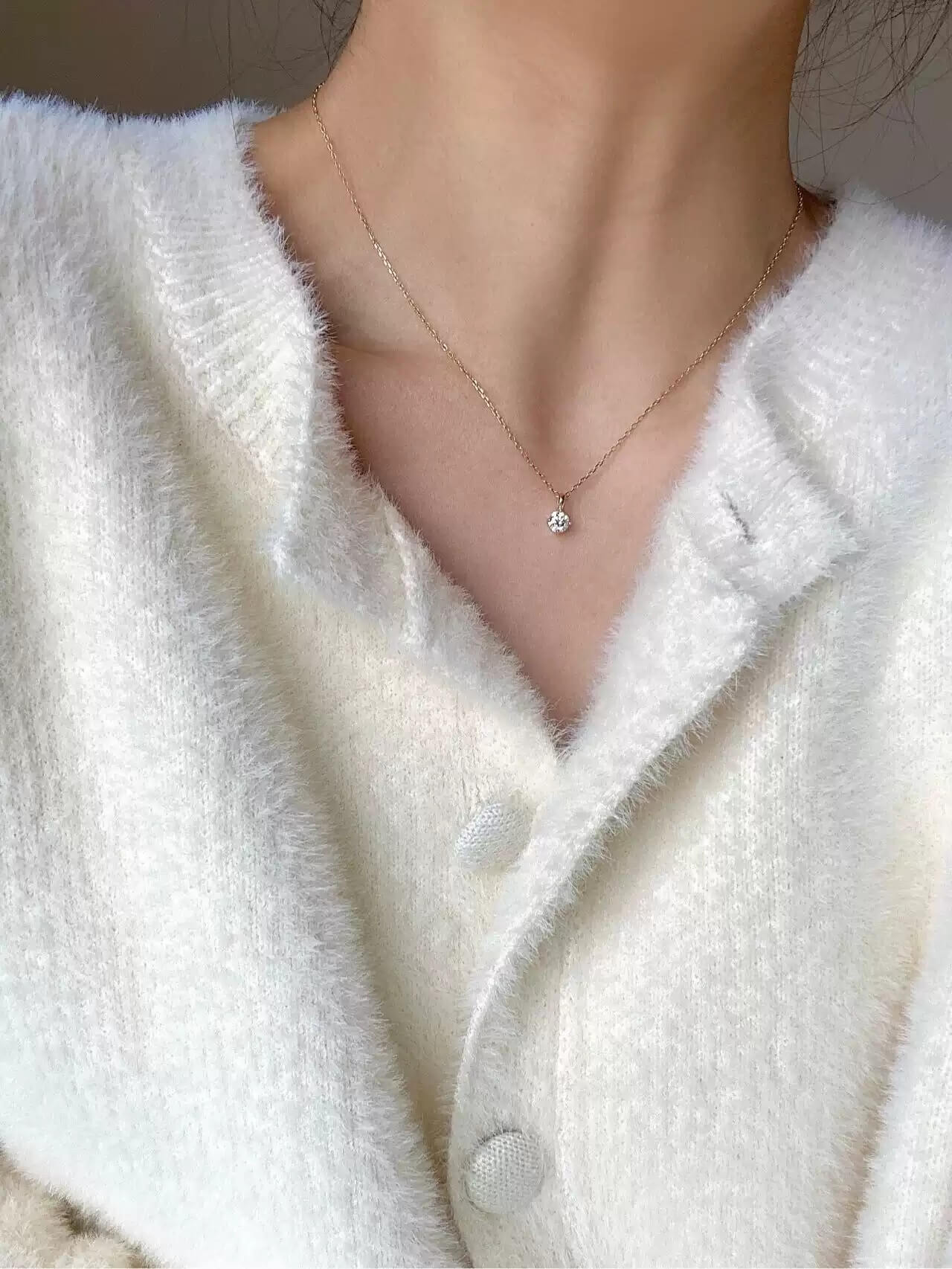 Classic Solitaire Sterling Silver Hexagon Prong Necklace