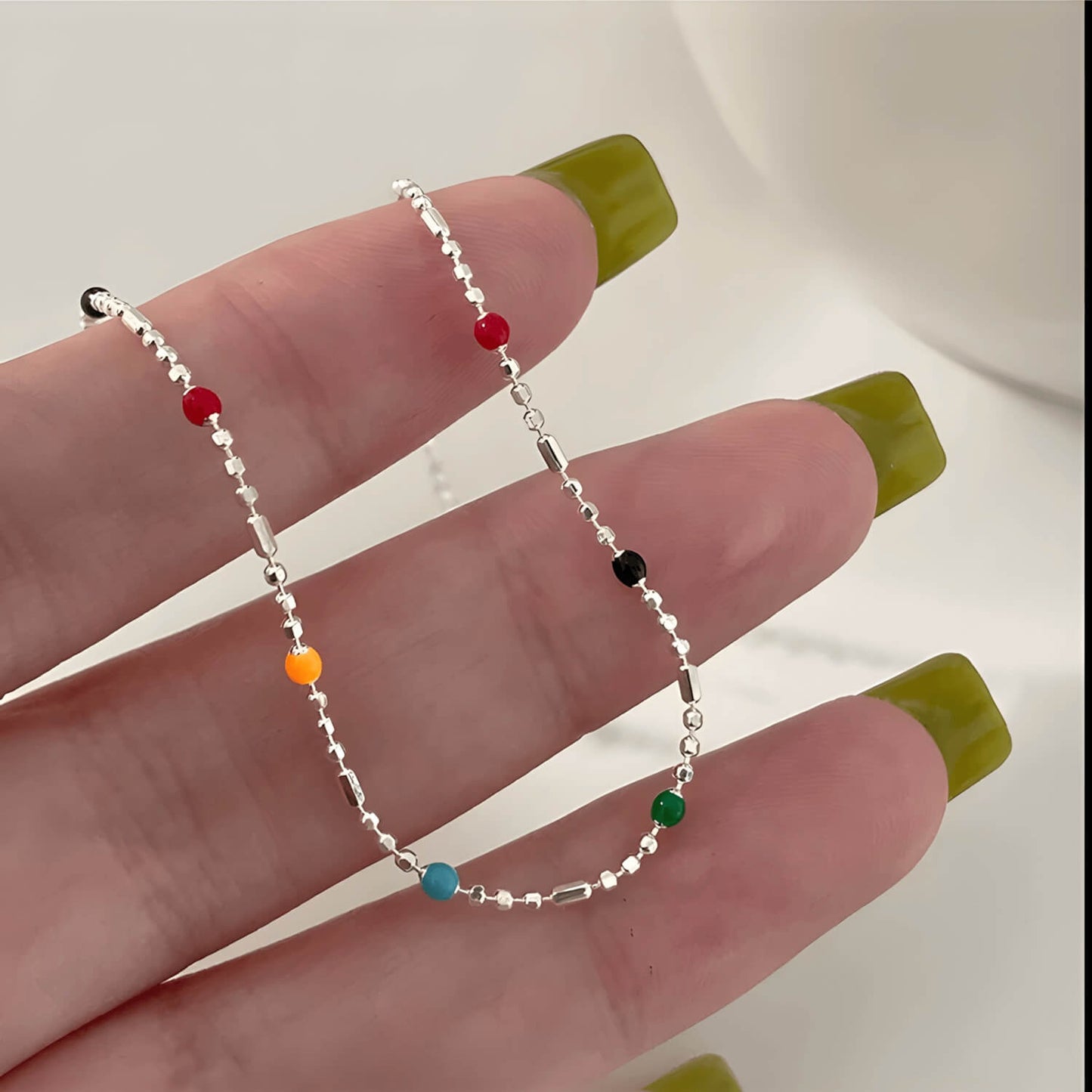 Colorful Beads Necklace Basic Chain