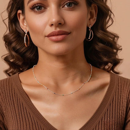 Colorful Beads Necklace Basic Chain