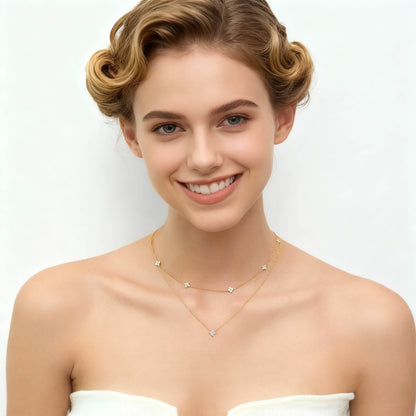 Gilded Four-Leaf Clover Silver Necklace