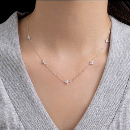 Gilded Four-Leaf Clover Silver Necklace