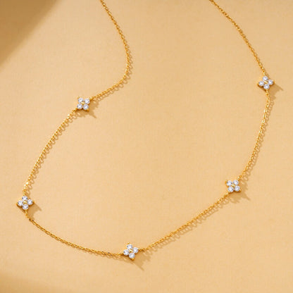 Gilded Four-Leaf Clover Silver Necklace