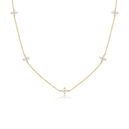 Gilded Four-Leaf Clover Silver Necklace