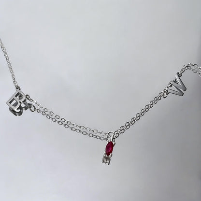 Cross Letter Chain With  Zircon Pendant