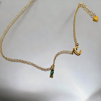 Cross Letter Chain With  Zircon Pendant