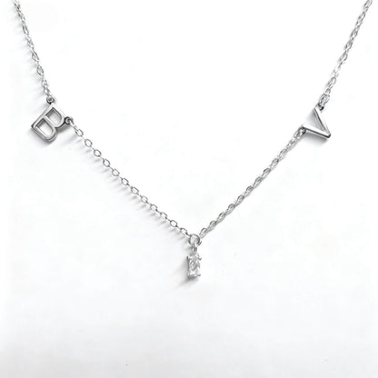 Cross Letter Chain With  Zircon Pendant