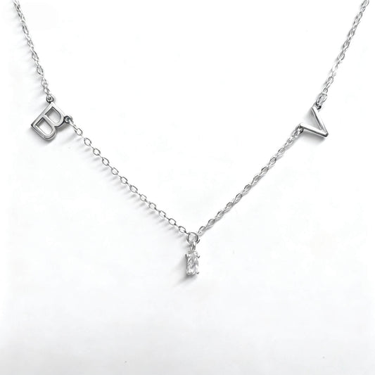 Cross Letter Chain With  Zircon Pendant
