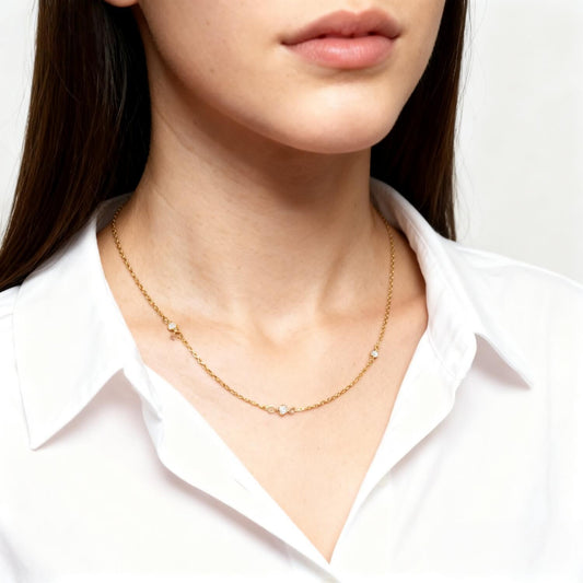 Cross Chain Necklace With Zircon