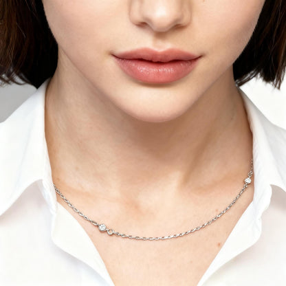Cross Chain Necklace With Zircon