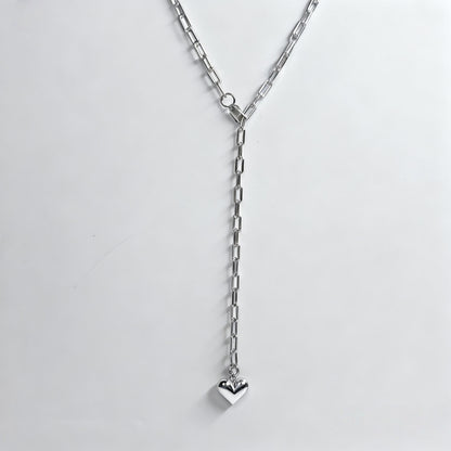 Paperclip Necklace With Heart Pendant