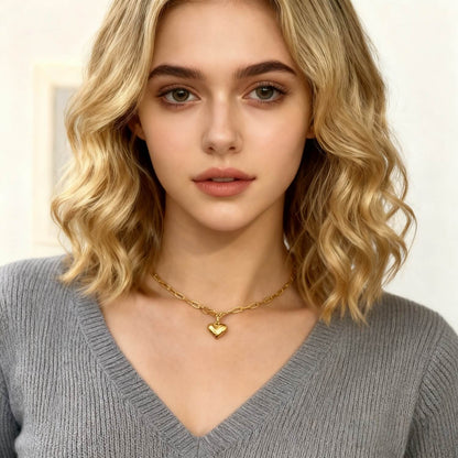 Paperclip Necklace With Heart Pendant