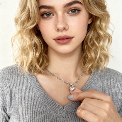 Paperclip Necklace With Heart Pendant