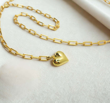 Paperclip Necklace With Heart Pendant