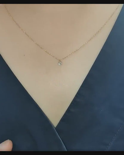 Classic Solitaire Sterling Silver Hexagon Prong Necklace