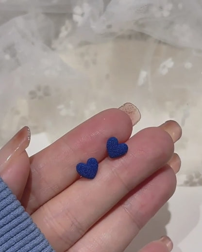 Blue Resin Heart Studs