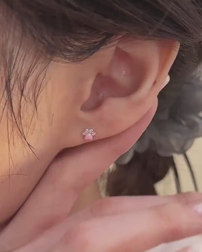 Dainty Cat Paw Stud Earrings