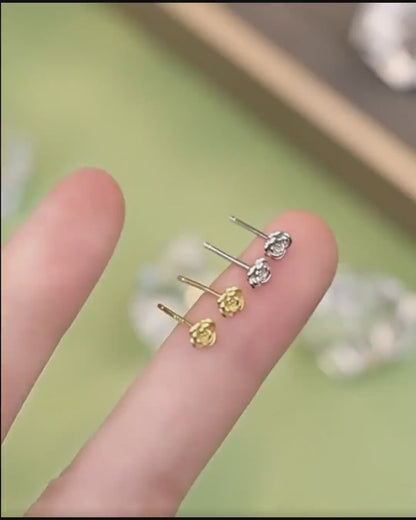 silver rose Studs