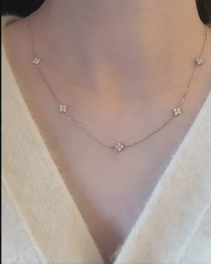 Gilded Four-Leaf Clover Silver Necklace