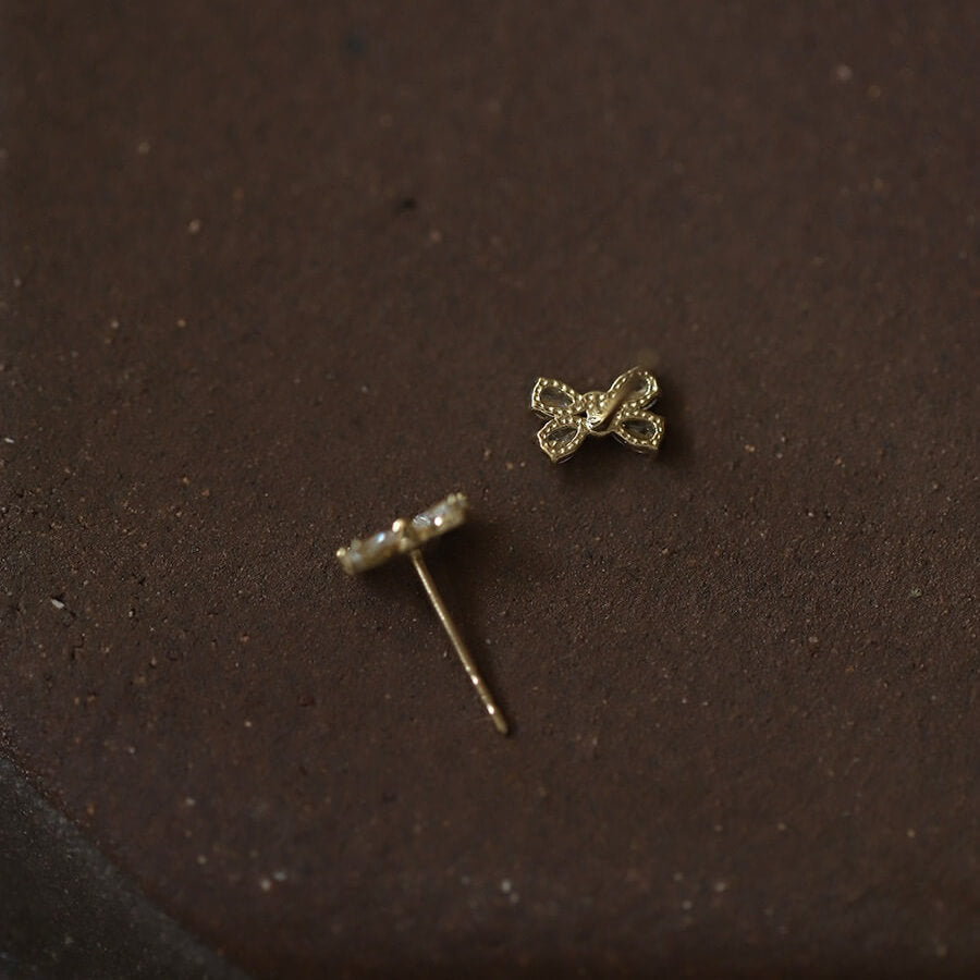 Bow Crystal Sterling Silver Earrings Sparkling Studs