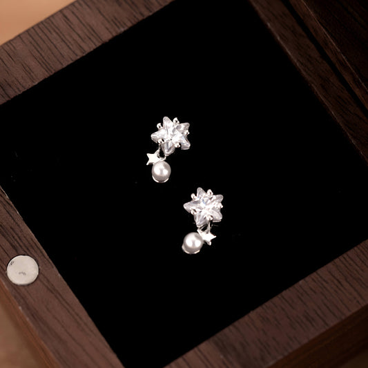 Celestial Wish Sparkling Star Silver Stud Earrings