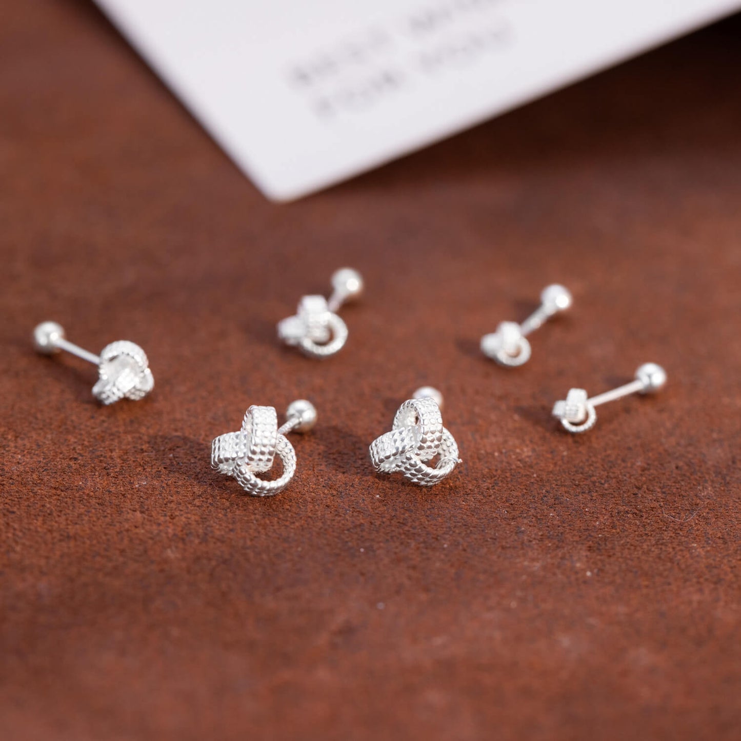 Sterling silver knitted earrings