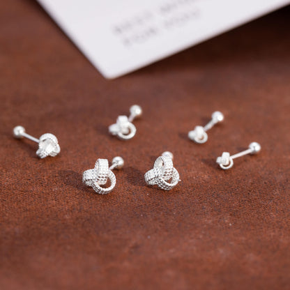 Sterling silver knitted earrings