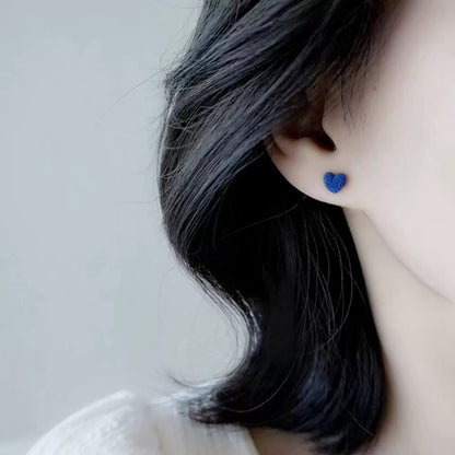 Blue Resin Heart Studs