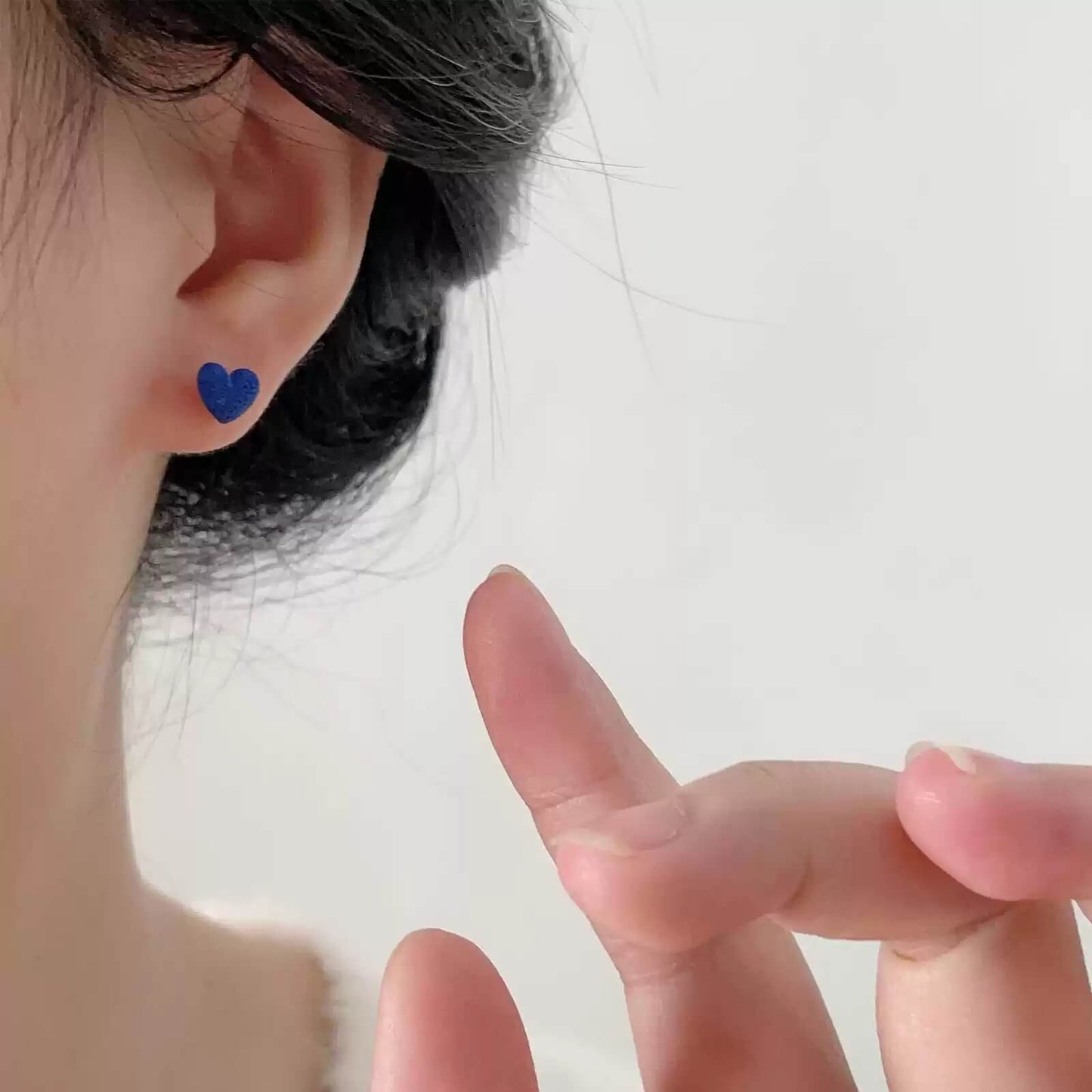 Blue Resin Heart Studs