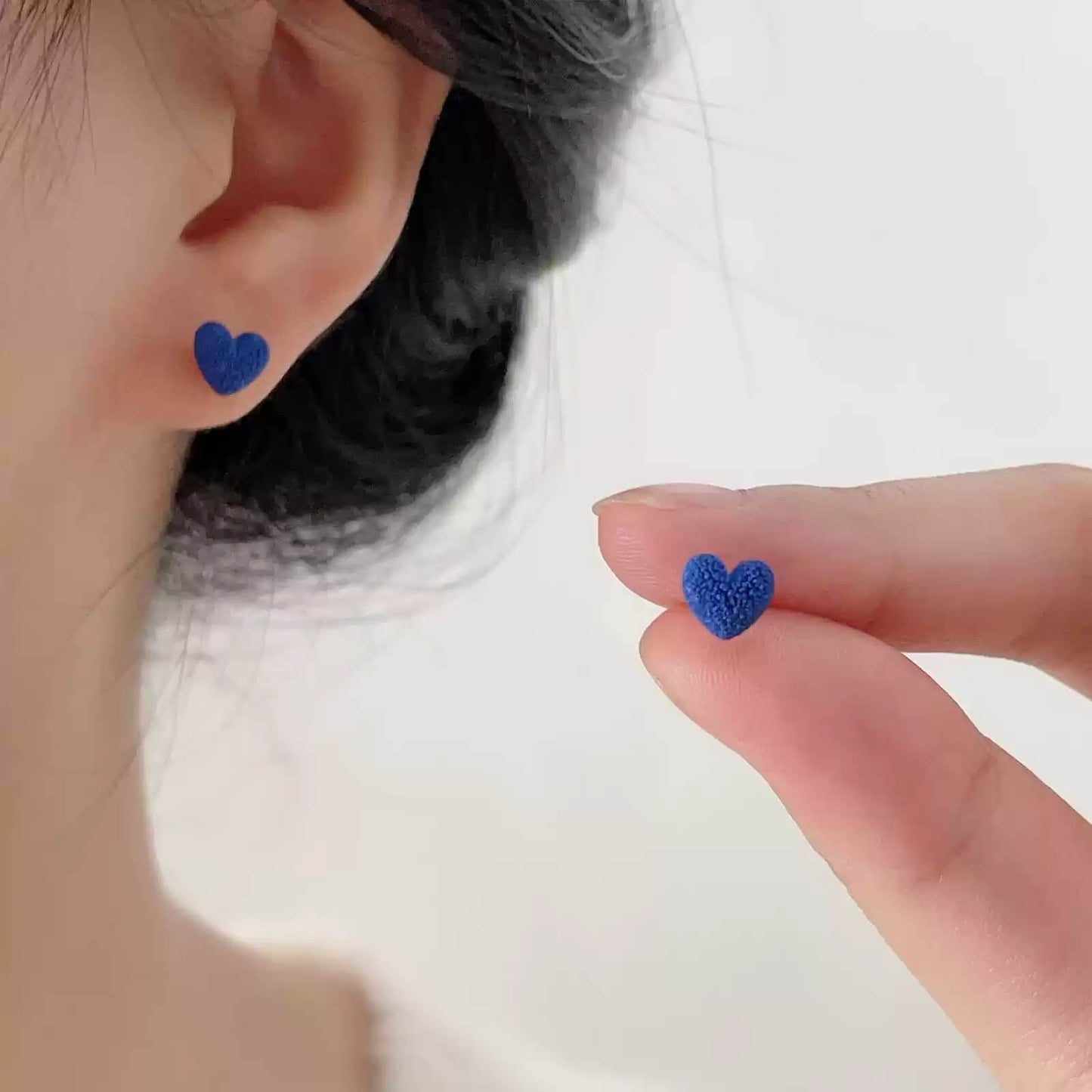 Blue Resin Heart Studs