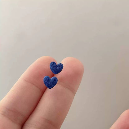 Blue Resin Heart Studs